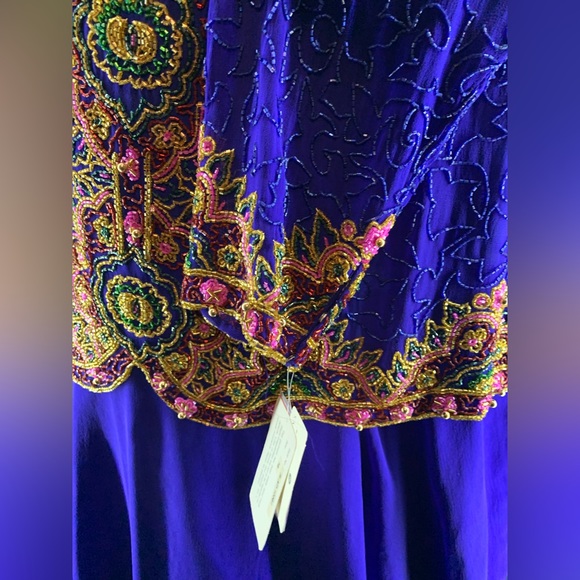 Adriana Papell Evening beaded Top long dress SIZE 18 NWT SHOW STOPPER - Picture 4 of 7